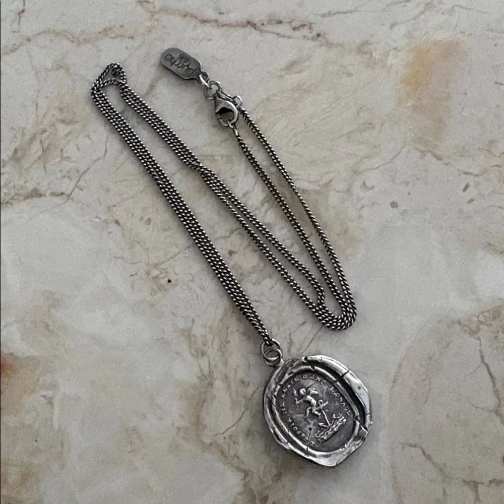 Pyrrha 925 Sterling Silver The Anchor of Hope Talisman 18” Oxidized Curb Chain